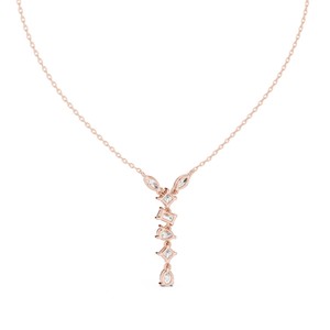 จี้เพชรทรงผสมผสานสำหรับผู้หญิง แฟชั่นทันสมัย ทองคำแท้ 14K  ได้รับการรับรองจาก IGI ของขวัญสั่งทำพิเศษสำหรับงานหมั้น  รับผลิตแบบ OEM/ODM - Product Image 3