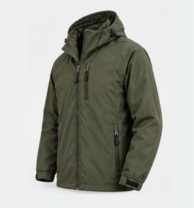 Chaqueta Cortavientos Impermeable con Capucha para Hombre, Color Verde Oliva, Ligera, para Exteriores, con Múltiples Bolsillos con Cremallera Frontales, OEM - Product Image 2