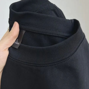 T-shirt à manches courtes de qualité export, aspect blanc et marron, couleur unie, décontracté, pour couple, haut pour femme, haut pour homme - Product Image 3