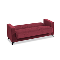 Fauteuil individuel moderne en velours bordeaux, dossier fermé, accoudoirs carrés, pieds en bois, pour salon