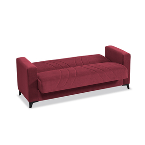 Fauteuil individuel moderne en velours bordeaux, dossier fermé, accoudoirs carrés, pieds en bois, pour salon - Product Image 2