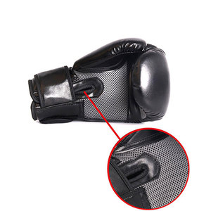 Gants de boxe en cuir noir et jaune Econex Sports, fermeture à boucle complète, logo personnalisable, sangle de poignet, entraînement pour adultes - Product Image 5