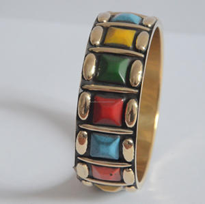 Top Tendance Artisan À La Main En Laiton Plaqué Or Bracelet Coloré Bohème Déclaration Bijoux Moderne Poli Sculpture Antique - Product Image 3