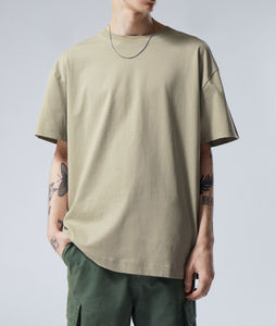 T-shirt décontracté à col rond et manches courtes en coton 100 % pour homme, couleur unie, coupe ample, vente chaude, chemises vierges en gros - Product Image 1