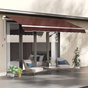 12 'x 8' tenda da giardino retrattile marrone con manovella manuale per cortili - Product Image 2