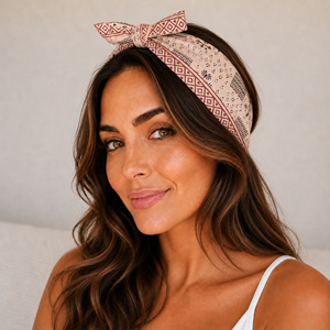 Handmade Cotton Bandana <b>Square</b> <b>Scarf</b> With Leaf Pattern Bagru Style Unisex Multifunctional Casual Wear - Product Image 1