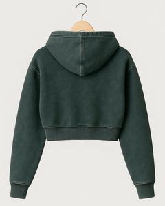 เสื้อฮู้ดครอปท็อปผู้หญิงแบบซิป ผ้าฝ้าย ดีไซน์ใหม่ล่าสุด ขายส่ง - Product Image 5