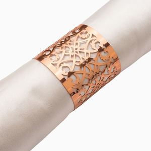 Anneaux de serviette ajourés floraux en gros – Boucles porte-serviettes de luxe en métal or/argent/or rose pour mariages, fêtes et dîners - Product Image 2