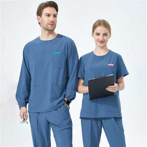 Conjunto de Uniformes Médicos de Punto Elástico Unisex con Detección de Agujas para Enfermeras, Doctores, Clínicos, Sanitarios y Cirujanos - Product Image 1