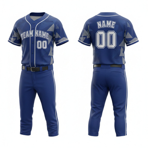 Ensemble d'uniformes de baseball personnalisés sublimés, unisexe, en maille polyester respirante, maillot à col en V et pantalon, fournisseur OEM en gros - Product Image 1