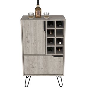 Mobiletto a L Silhill con finitura grigio chiaro, otto scomparti per vino e due ante singole - Product Image 6