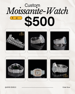 Montre unisexe de luxe avec mouvement à quartz, sertie de moissanite, bracelet en acier inoxydable, cadran en cristal saphir - Product Image 1