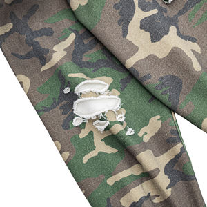 Sweat-shirt à capuche surdimensionné pour homme, imprimé camouflage noir, streetwear, coton tricoté, coupe classique, style automne - Product Image 3