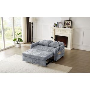 Divano Letto Moderno da 137 cm con Schienale Regolabile, Due Portabicchieri, Porta Telefono e Tre Porte di Ricarica - Product Image 3