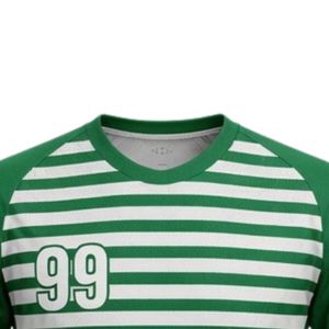 Maillot de handball rayé vert et blanc pour hommes, manches courtes, en polyester, pour l'entraînement et les matchs sportifs - Product Image 3