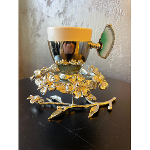 Elegant look Metal Tea Coffee <b>Cup</b> and <b>Saucer</b> in Brass Gold Finished Best Quality Tabletop Serving Tea <b>Cup</b> and <b>Saucer</b> - Product Image 3