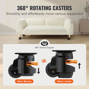 Set di 4 Ruote Livellanti per Mobili, Capacità di Carico 2200 Libbre, 2,5 Pollici, Rotazione a 360 Gradi, Design con Maniglia Migliorata - Product Image 4