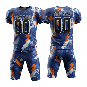 Ensemble maillot et short de football américain personnalisé sublimé respirant avec logo frontal 100 % polyester grandes tailles - Product Image 6