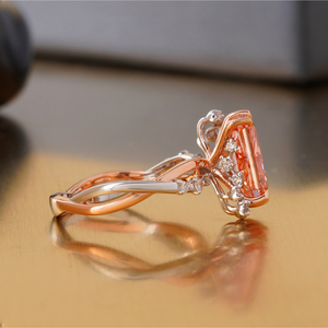 3.15 CT Fancy Vivid Red Lab Grown Diamond <b>Ring</b> with Cushion & Oval Cut 14K <b>Gold</b> Prong Setting Rare Color Statement Fine Jewelry - Product Image 3