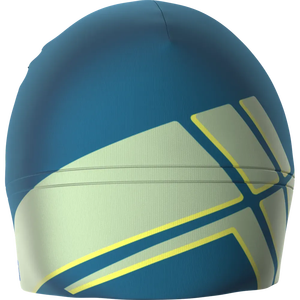 Bonnet de bain rayé sportif unisexe bleu vert jaune 100% polyester respirant printemps été pour adulte - Product Image 2