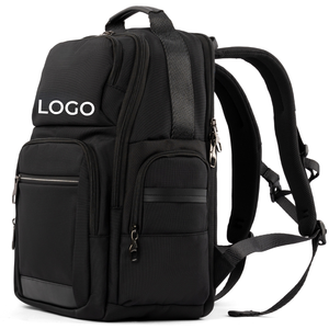 Minimalist <b>Black</b> Oxford Laptop <b>Backpack</b> with Zipper Closure and Water Resistance for Men Women - Product Image 1