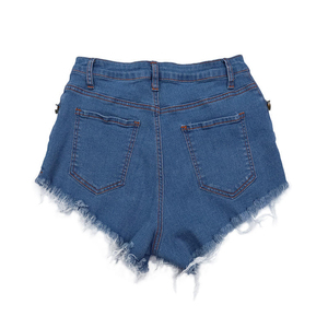 Pantalones Cortos Vaqueros Deslavados con Borlas y Cristales Coloridos, de Cintura Alta, Estilo Casual, Populares para Comercio Transfronterizo - Product Image 2