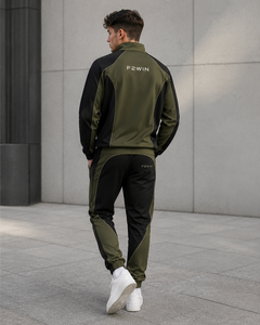 Ensemble de survêtement décontracté F2WIN pour homme, bleu marine et blanc, à blocs de couleur unie, manches longues, avec cordon de serrage, respirant, coupe régulière - Product Image 5