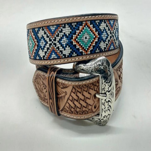 Nouvelle tendance ceinture perlée à la main pure hommes dames Western Cowboy Cowgirl ceinture en cuir Style Tribal ceinture ethnique - Product Image 2