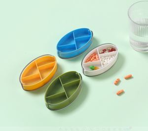 Boîte de rangement pour pilules en plastique à 4 compartiments - Pratique et portable pour le stockage quotidien de vitamines et de médicaments - Product Image 1