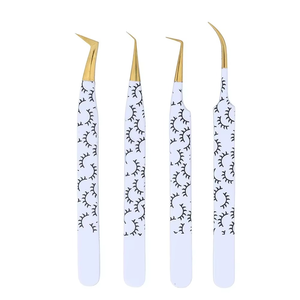 Pinzas para pestañas con punta de precisión chapada en oro, mango de fibra suave, para aplicación de pestañas de volumen, pinzas para pestañas de color personalizado - Product Image 3