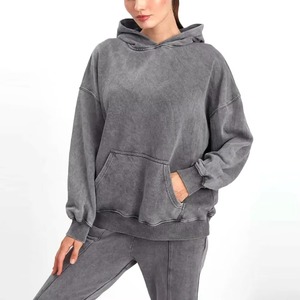 Sudadera con Capucha Extra Grande de Estilo Hip Hop Vintage, Hecha de Algodón, Lavada al Ácido, de Alta Calidad, Color Gris, Unisex, para Mujer - Product Image 4