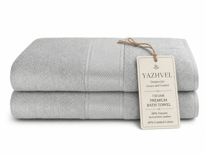 Ensemble de serviettes de bain en viscose de bambou gris premium, lot de 2, 730 GSM, serviettes en mélange de coton pour salle de bain et spa de luxe - Product Image 2