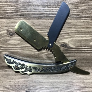 Navaja de Afeitar Profesional para Barbería, de Acero Inoxidable Sólido con Logotipo Personalizado, con Hoja Expuesta - Product Image 1