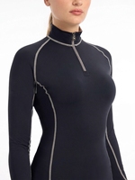 Vêtement de sport pour femme, rouge, manches longues, fermeture éclair sur le devant, tricoté, compression, polyester, séchage rapide, couleur unie, couche de base