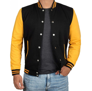 Veste universitaire pour homme en toile 100% laine/cuir, écologique, antibactérienne, coupe-vent, respirante, unie, avec logo frontal - Product Image 6