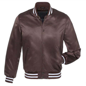 Veste universitaire en satin pour homme, couleur unie, col rabattu, coupe classique, style décontracté automne, design manches noir et gris - Product Image 4