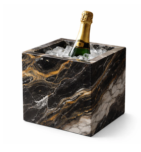 Cubo de Hielo de Mármol Blanco de Alta Calidad con Perilla Dorada, Estilo Minimalista para Decoración de Bar, Hogar y Fiestas - Product Image 6