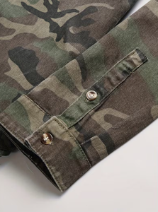 Chemise en jean à manches longues pour homme, imprimé camouflage, col rabattu, style décontracté, tissée, toutes saisons, coupe classique - Product Image 3