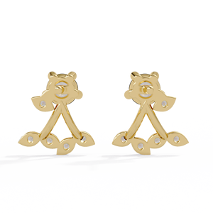 Pendientes Florales de Lujo con Diamantes de Laboratorio de Corte Redondo, Oro Puro de 18K, Pendientes Marquise Illusion, Pendientes de Novia para Boda - Product Image 4