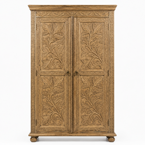 Hand Carved Traditional Mango Wood Double Door <b>Wardrobe</b> Majestic Branches Eco-Friendly Bedroom Storage for Hotel Villa Use - Product Image 1