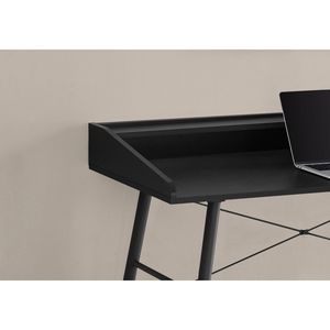 Scrivania Moderna Contemporanea da 48 Pollici per Ufficio Domestico con Ripiani Portaoggetti, Laminato Nero e Struttura in Metallo, Postazione di Lavoro per Laptop - Product Image 3
