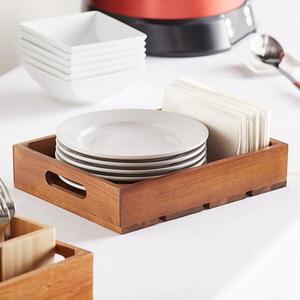 Multi Compartment Wooden Cutlery Organizer with Napkin Holder Handmade Tabletop Storage <b>Caddy</b> for Dining <b>Table</b> - Product Image 6