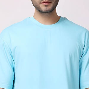 T-shirt uni sportif en coton tricoté 100 % pour homme, manches courtes, impression personnalisée sur le devant, coupe classique, 220 g, anti-plis, respirant - Product Image 2