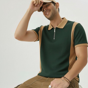 Men's Casual for Collar <b>Half</b> Sleeved Lightweight Breathable Summer Solid Color for <b>Shirt</b> Knitted ODM - Product Image 3