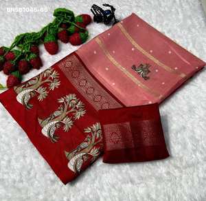 Conjunto de Saree y Blusa de Seda Semiviscosa de Excelente Calidad para Festivales, con Pallu Peshwai y Diseño de Tejido Zari, Proveedor de Surat - Product Image 4