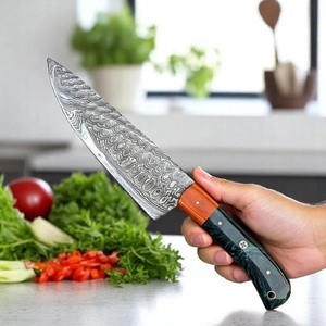 Couteau de chef artisanal en acier Damas avec manche en résine et bois d'oranger, étui en cuir, Tracker Knives A&M Enterprises - Product Image 4