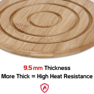 Sous-verres en bambou, 10 mm d'épaisseur, design luxueux et écologique, diamètre 300 mm, résistants à la chaleur, pour la maison, la cuisine, la salle à manger - Product Image 4