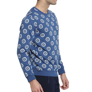 <b>Men's</b> Blue Crewneck Sweatshirt With White Star Dot Pattern Regular Fit Casual Knitted <b>Pullover</b> Autumn Wear - Product Image 3