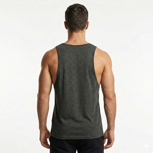 Camiseta Deportiva Minimalista Gris Carbón para Hombre, Camiseta sin Mangas para Entrenamiento, Ropa Deportiva Premium - Product Image 3