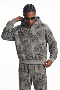 Oversized <b>Leopard</b> <b>Print</b> Zip <b>Hoodie</b> Women Knitted Polyester Hooded Sweatshirt Regular Length Autumn Streetwear Style - Product Image 5